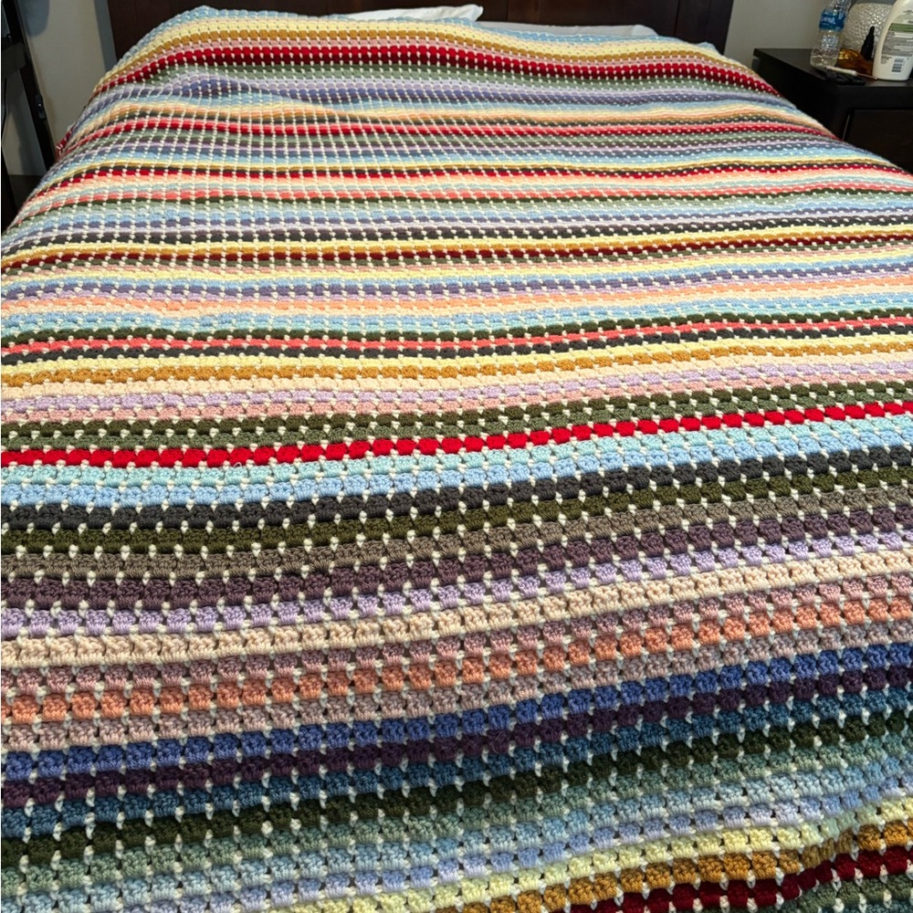 Queen size handmade crochet blanket